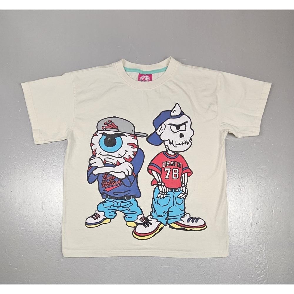 Mishka Mnwka T-Shirt Mens Medium 90s‎ Vintage Off White Cartoon Hip-Hop Tee